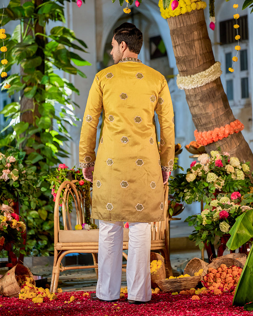 Allure Golden Embroidered Kurta.
