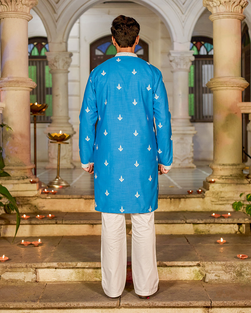 Cerulean Majesty Embroidered Kurta.