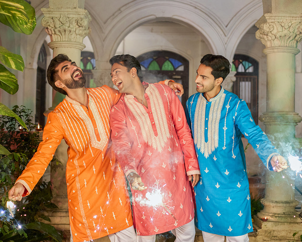 Coral Elegance Embroidered Kurta.