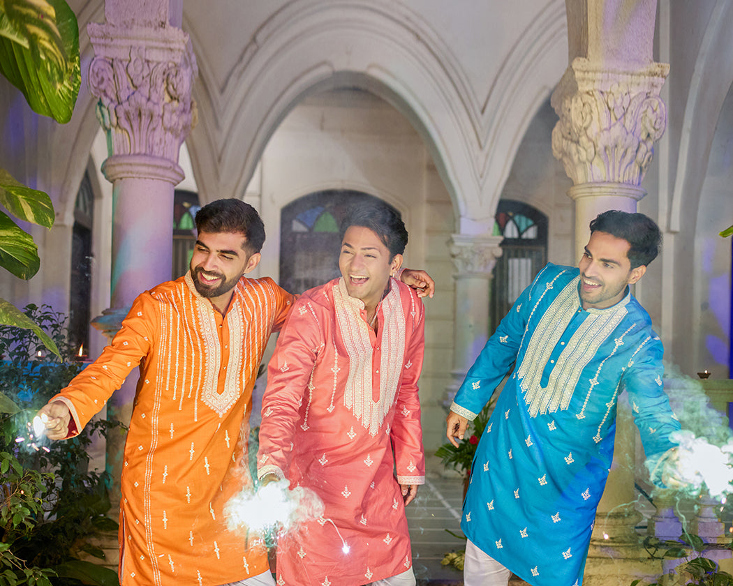 Cerulean Majesty Embroidered Kurta.