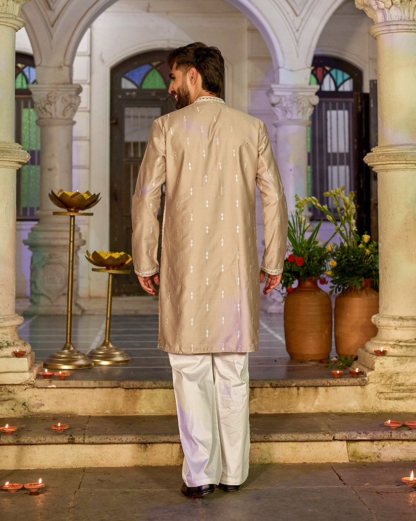 Champagne Royale Embroidered Mirror Kurta.