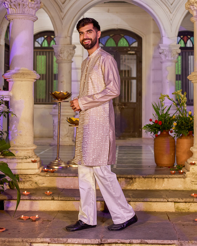 Champagne Royale Embroidered Mirror Kurta.