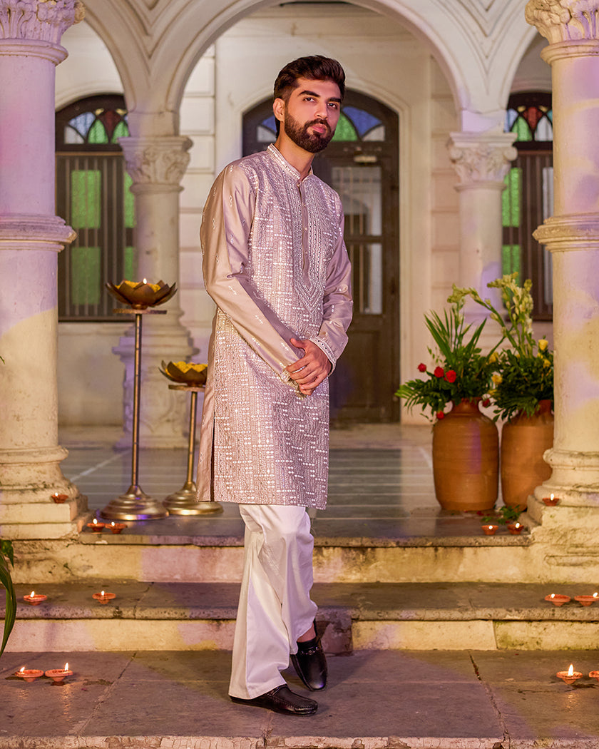 Champagne Royale Embroidered Mirror Kurta.