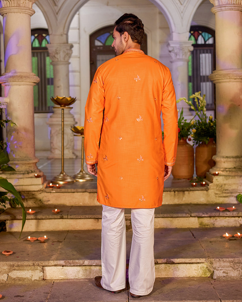 Sunset Radiance Mirror Embroidered Kurta