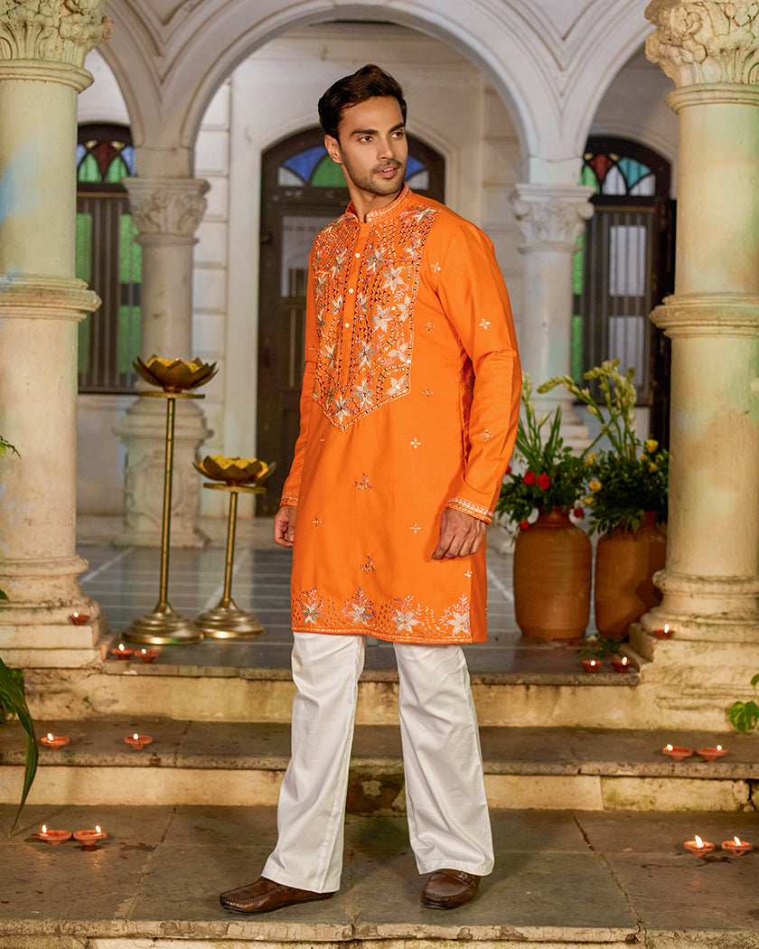 Sunset Radiance Mirror Embroidered Kurta