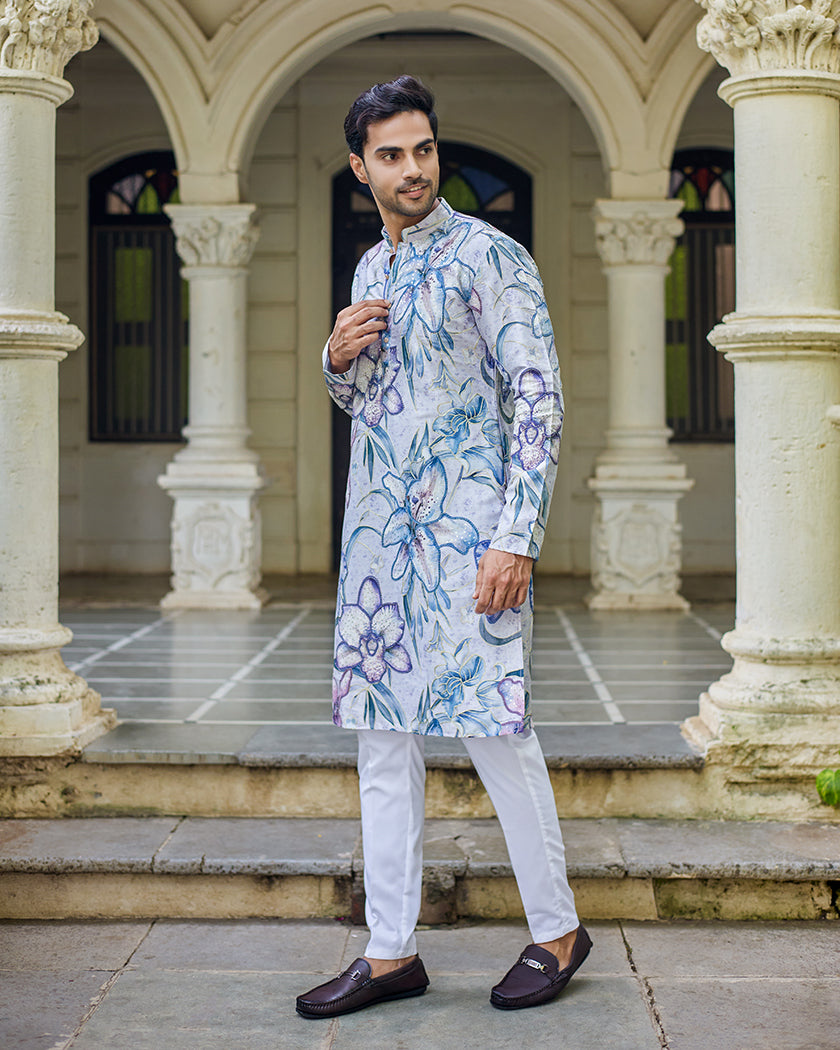 Elegance Azure Embroidered kurta set.