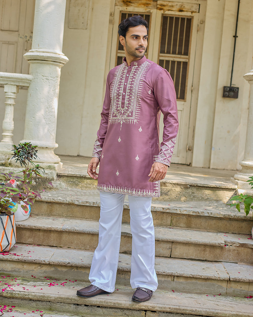 Regal Thread Mauve Embroidered Kurta