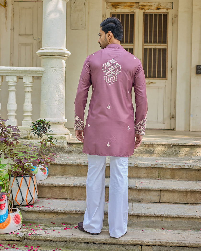 Regal Thread Mauve Embroidered Kurta