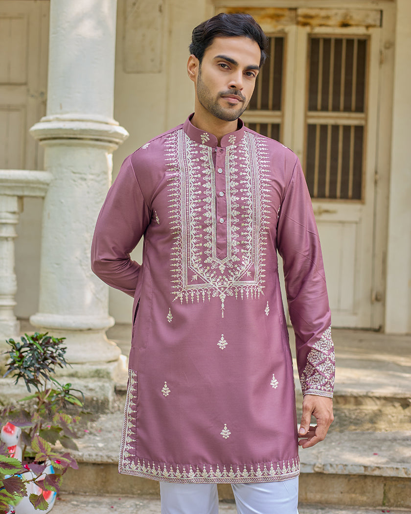 Regal Thread Mauve Embroidered Kurta