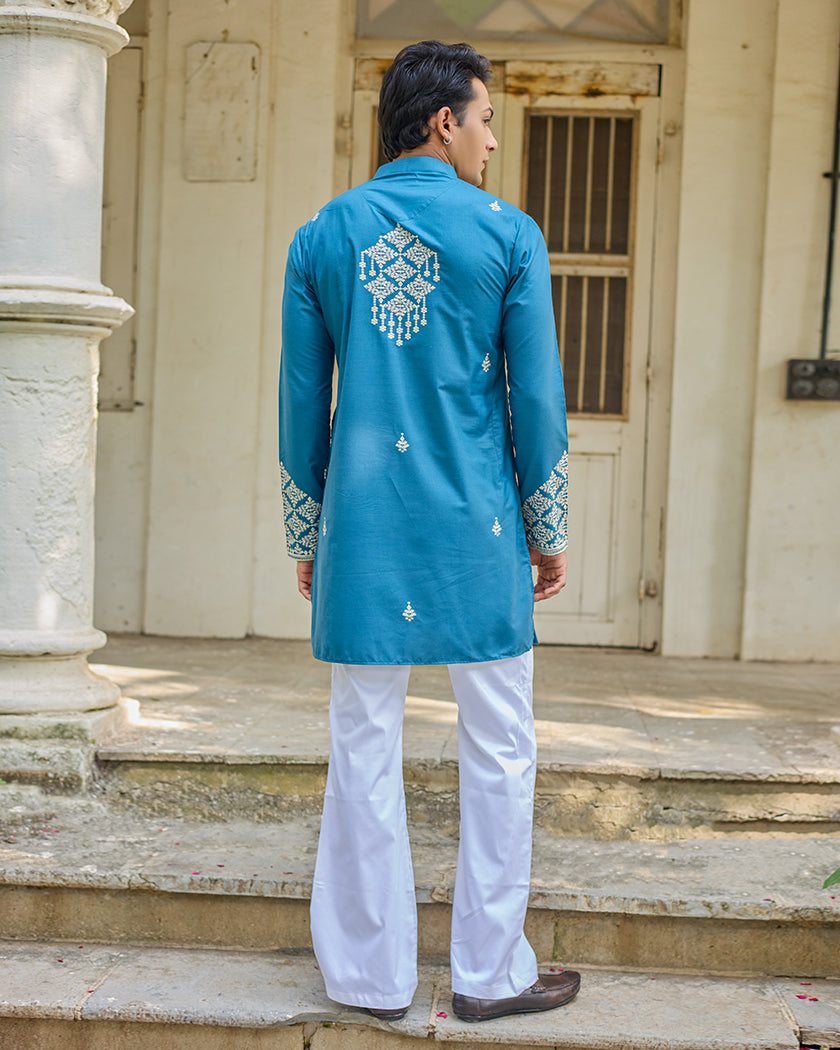 Regal Thread Teal Embroidered Kurta