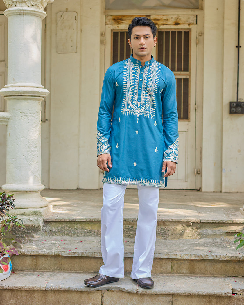 Regal Thread Teal Embroidered Kurta