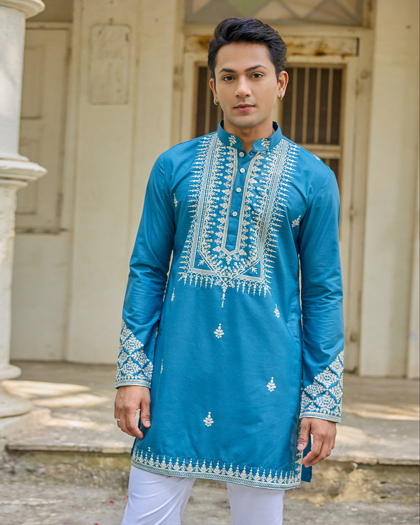 Regal Thread Teal Embroidered Kurta