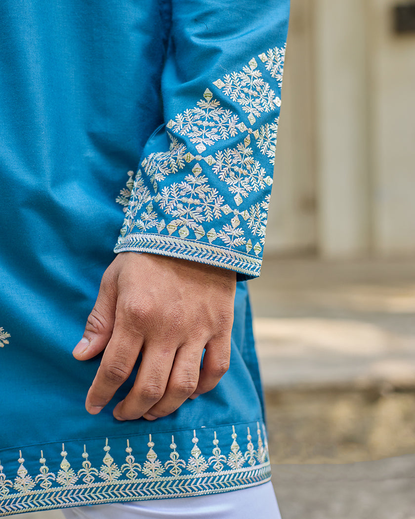 Regal Thread Teal Embroidered Kurta
