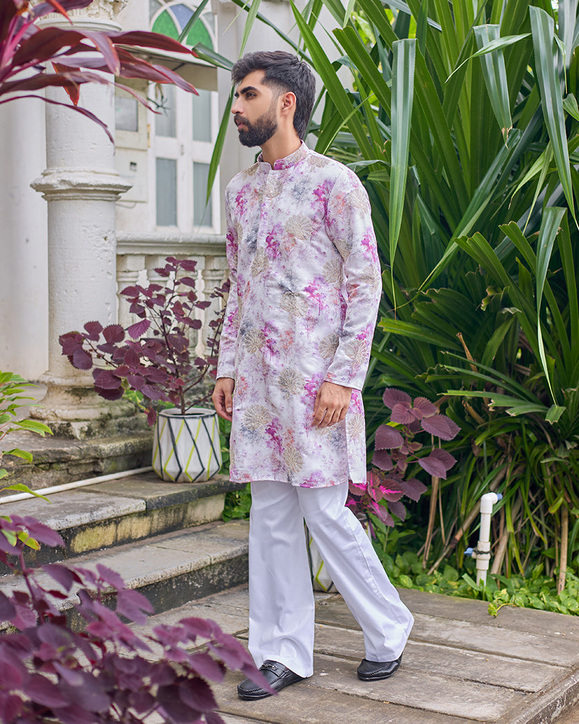 Ivory Mist Embroidered Kurta