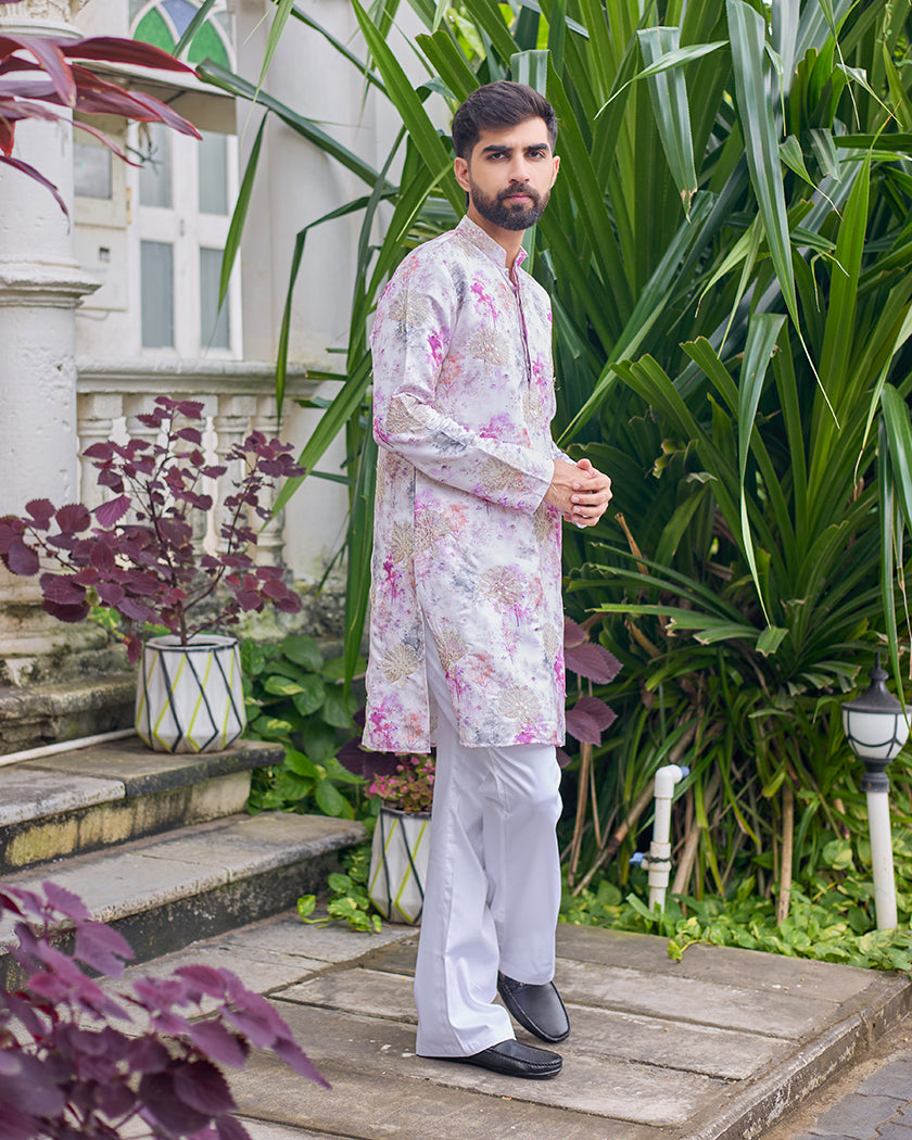 Ivory Mist Embroidered Kurta