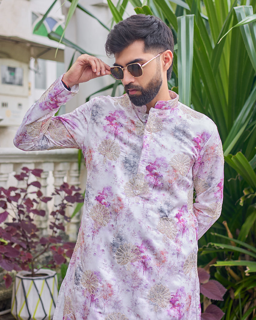 Ivory Mist Embroidered Kurta
