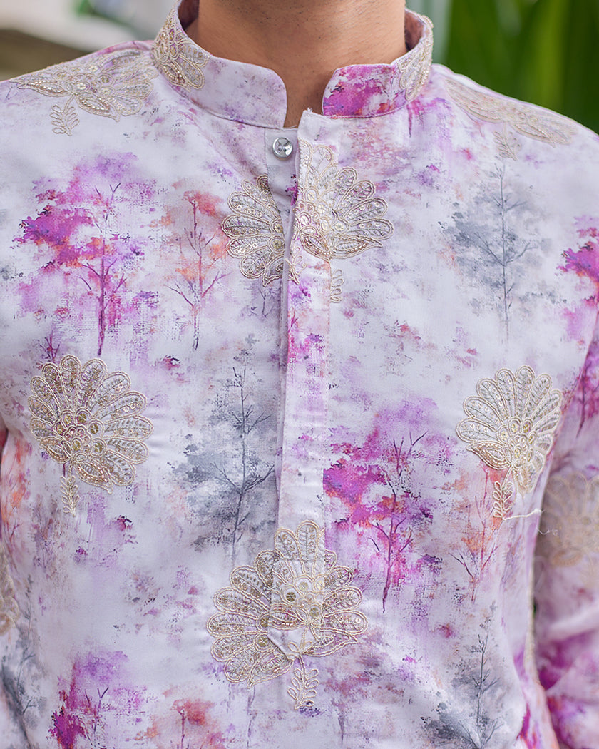 Ivory Mist Embroidered Kurta