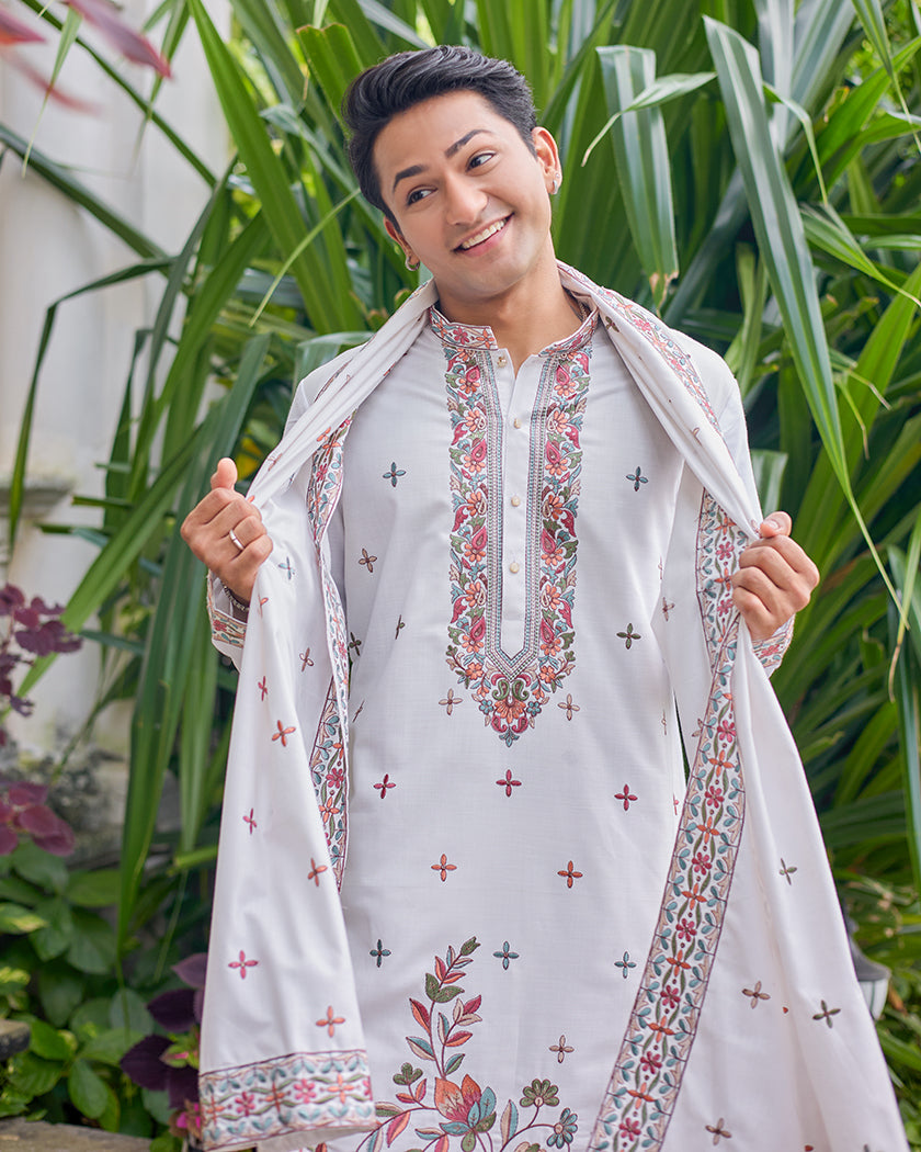 Royal ivory Kurta dupatta Set.