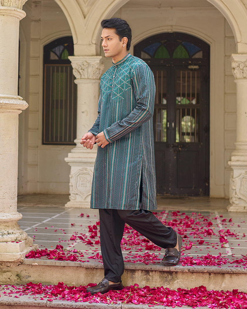 Sapphire Lining Green Embroidered Kurta