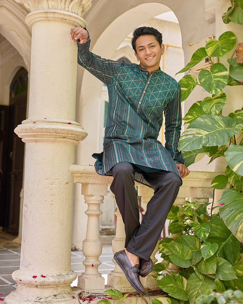 Sapphire Lining Green Embroidered Kurta