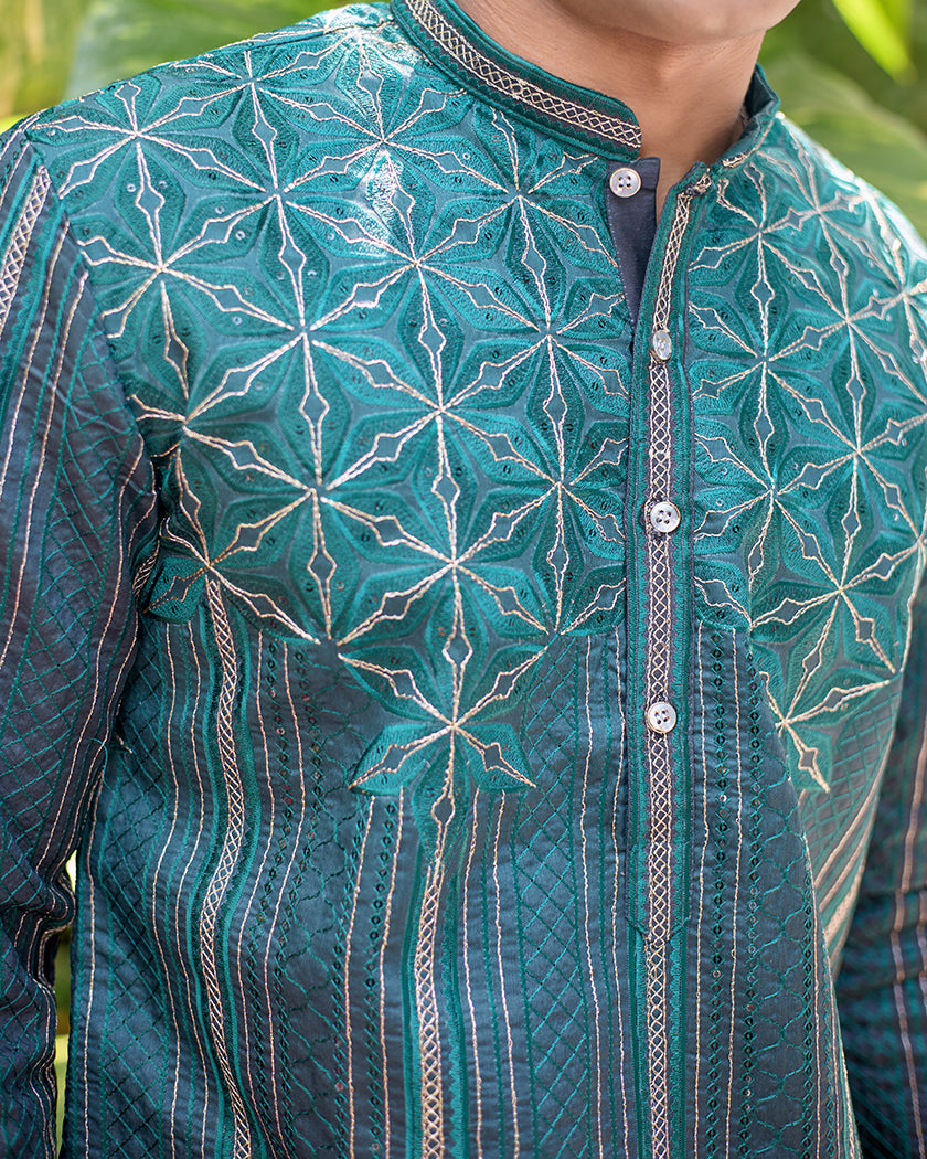 Sapphire Lining Green Embroidered Kurta