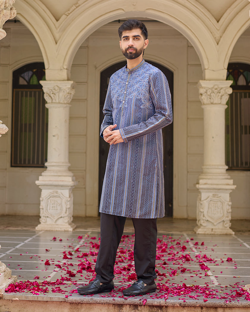 Sapphire Lining Blue Embroidered Kurta