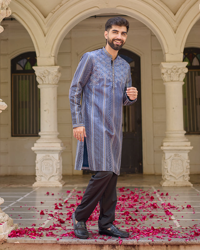 Sapphire Lining Blue Embroidered Kurta