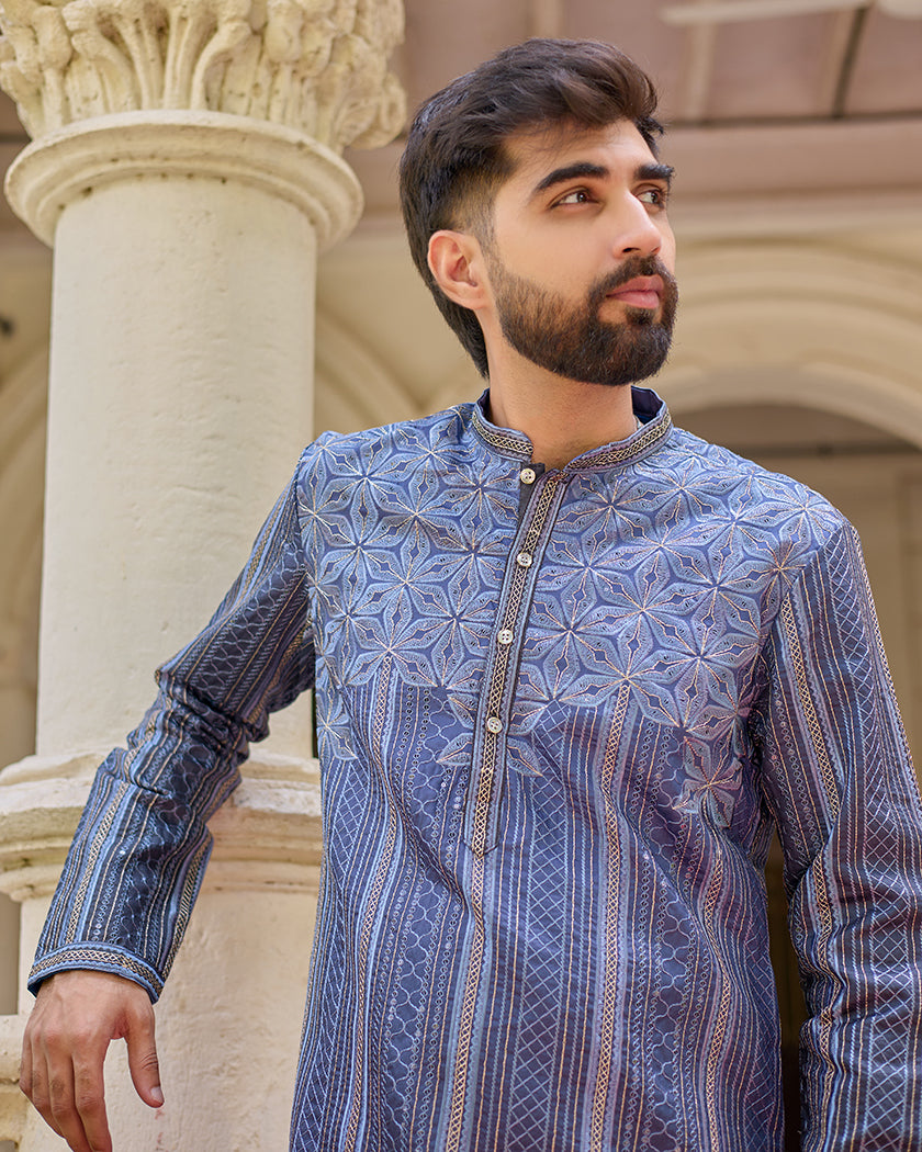 Sapphire Lining Blue Embroidered Kurta