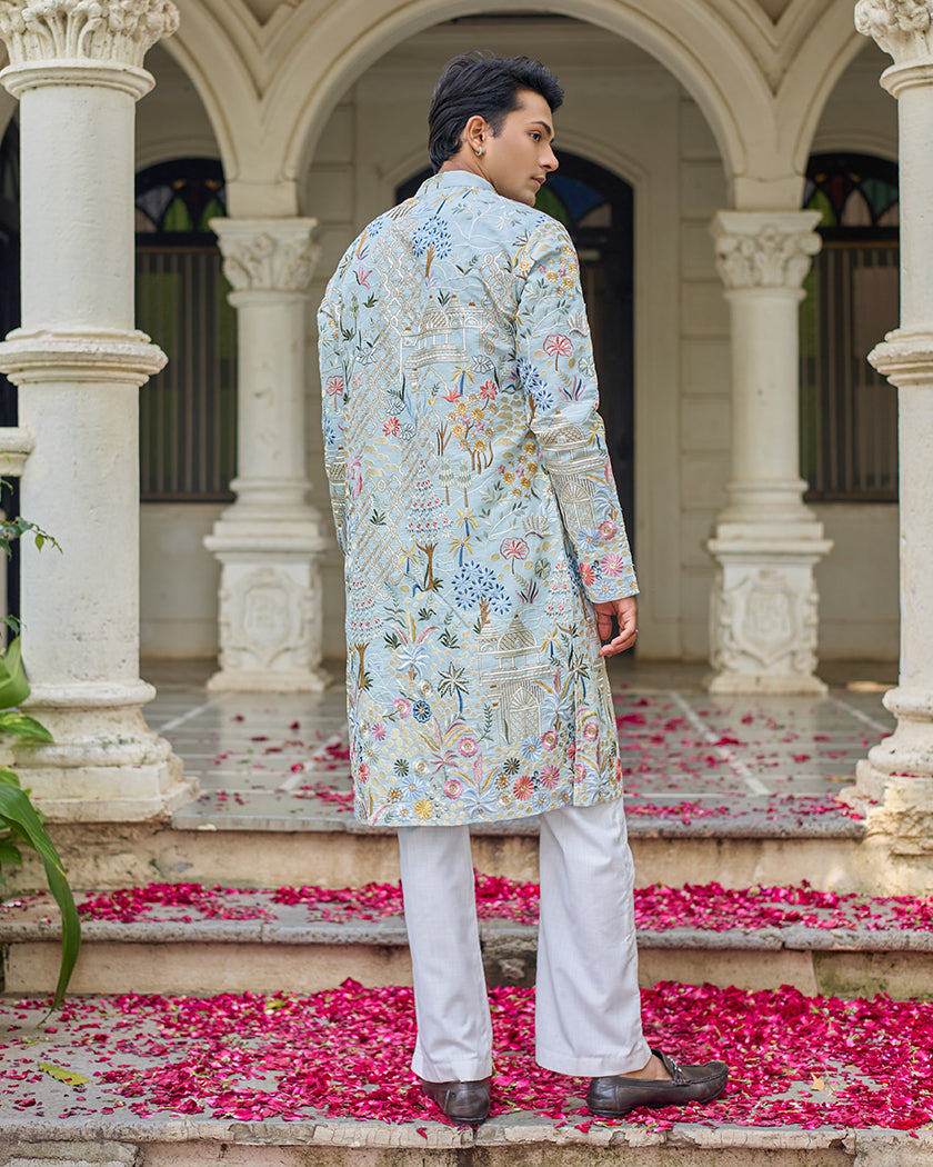 Mint Celestial Embroidered Kurta