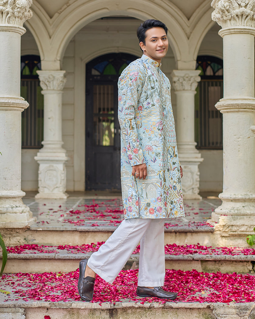Mint Celestial Embroidered Kurta