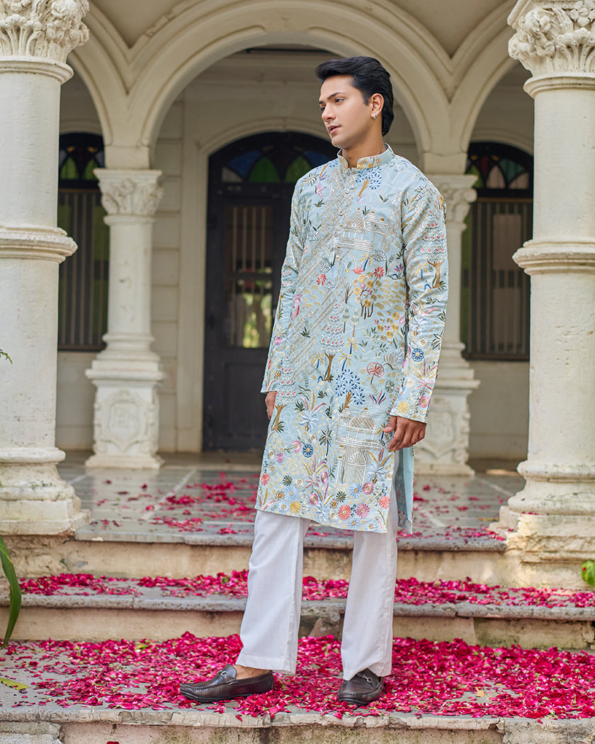 Mint Celestial Embroidered Kurta