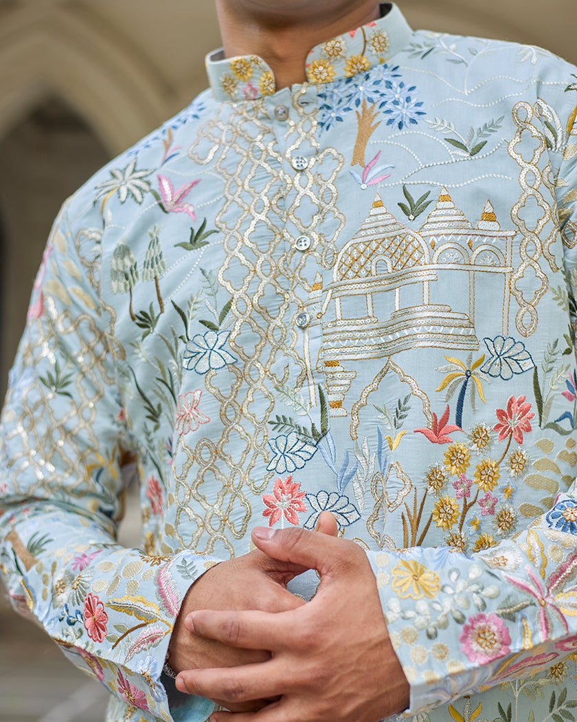 Mint Celestial Embroidered Kurta