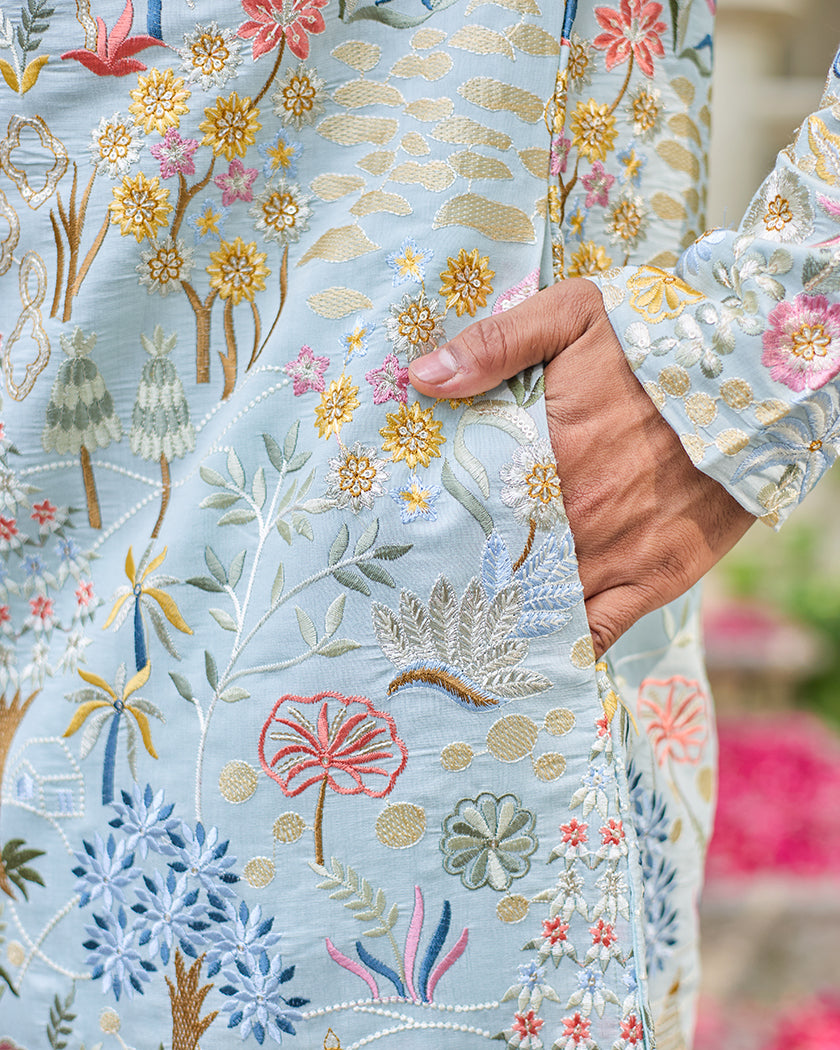 Mint Celestial Embroidered Kurta