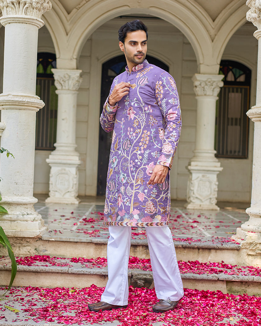 Lavender Reverie Embroidered Kurta.