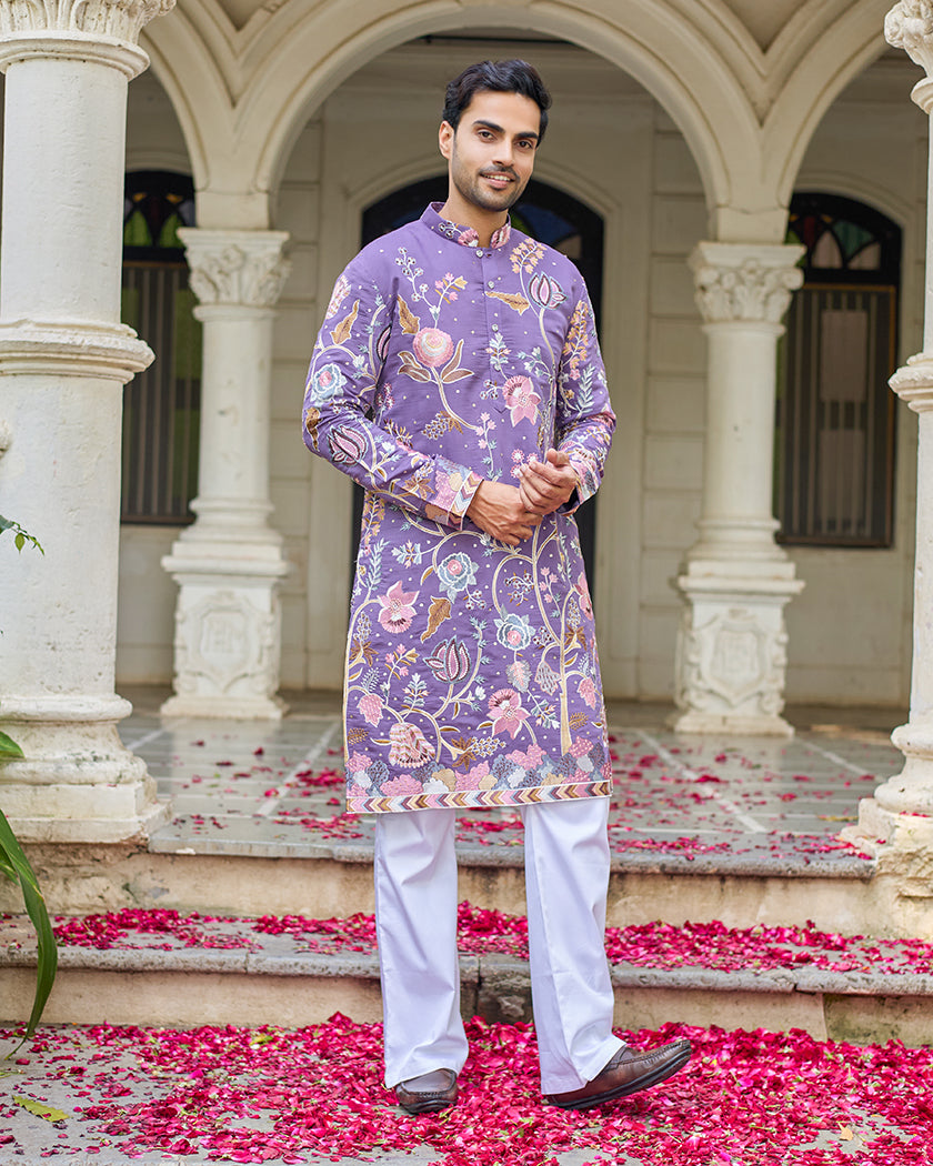Lavender Reverie Embroidered Kurta.