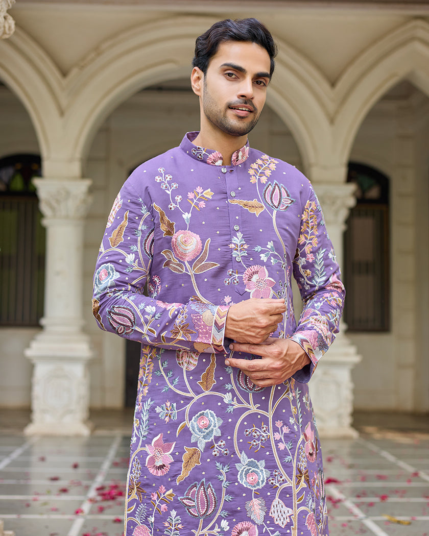 Lavender Reverie Embroidered Kurta.