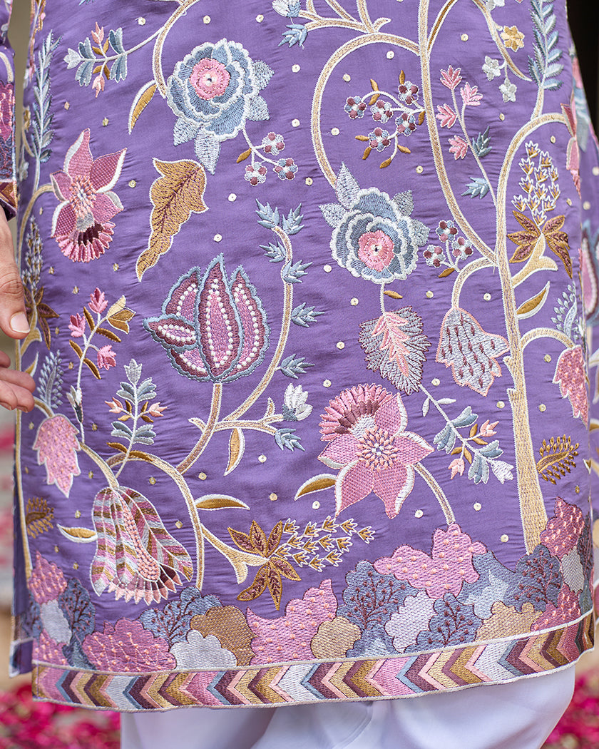 Lavender Reverie Embroidered Kurta.