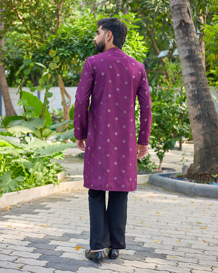 Imperial Maroon mirror Embroidered Kurta