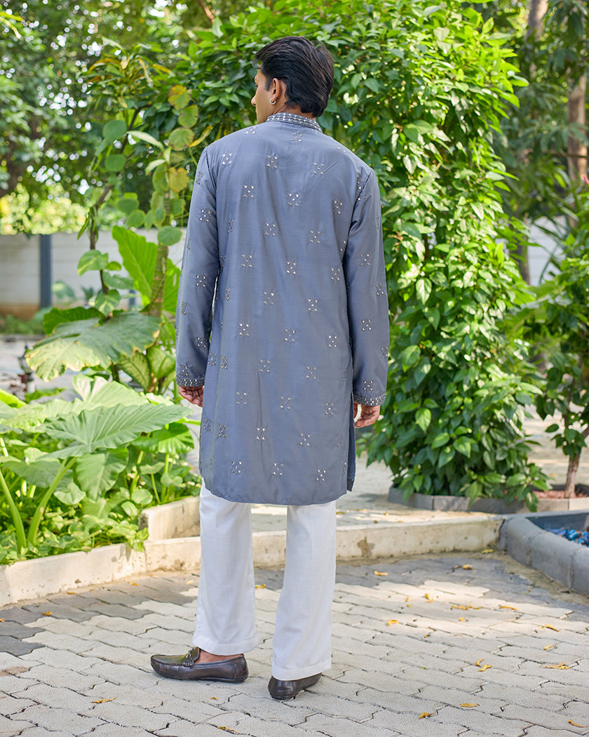 Slate Majesty Mirror Embroidered Kurta