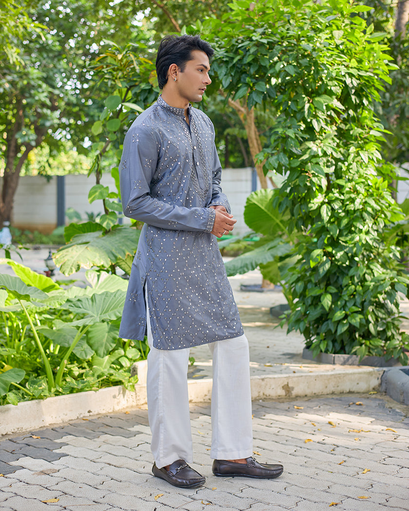 Slate Majesty Mirror Embroidered Kurta