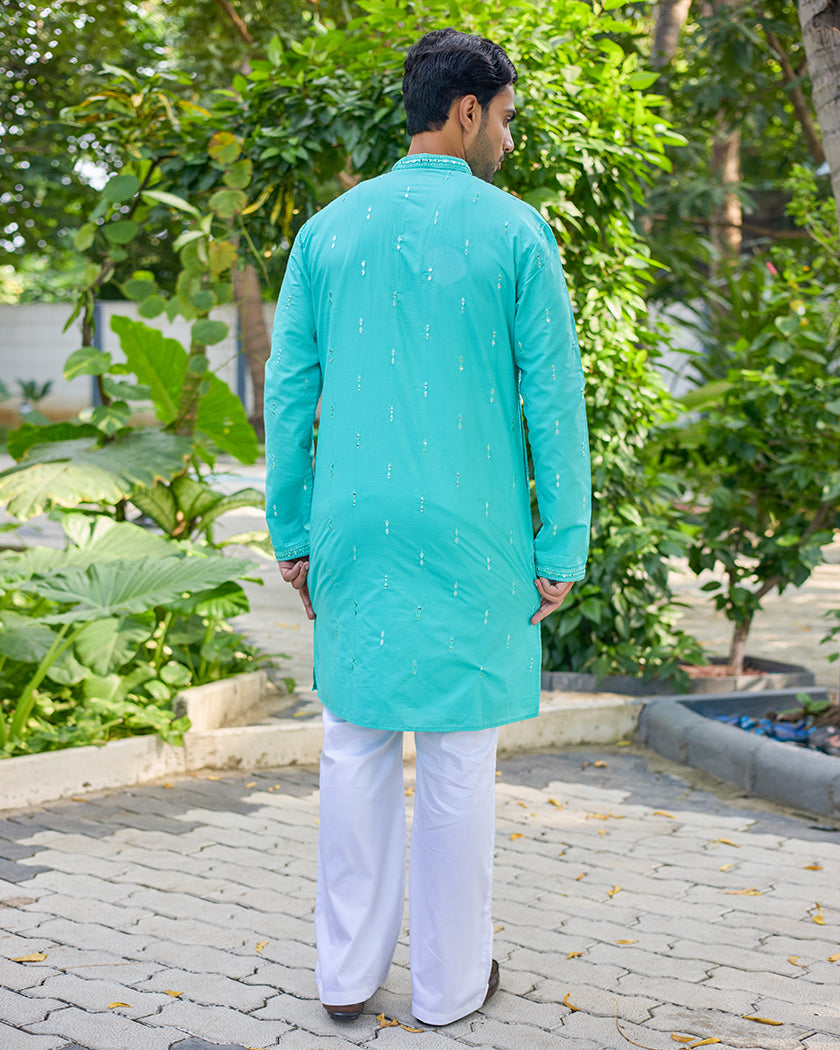Turquoise Charm Embroidered Kurta