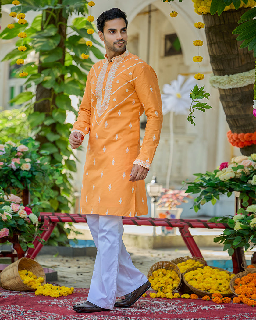 Amber Glow Embroidered Kurta