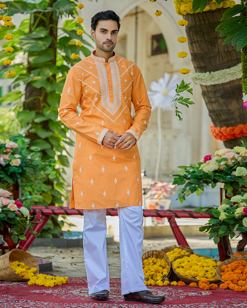 Amber Glow Embroidered Kurta