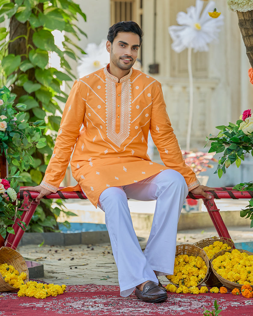 Amber Glow Embroidered Kurta