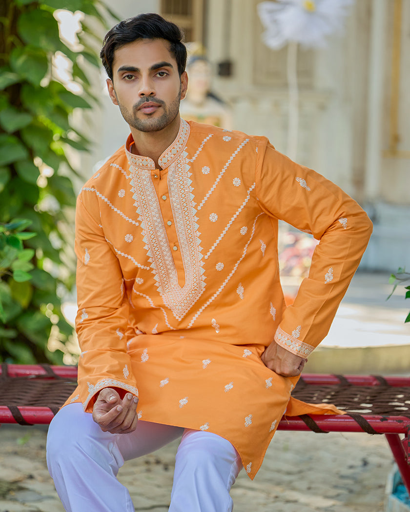 Amber Glow Embroidered Kurta