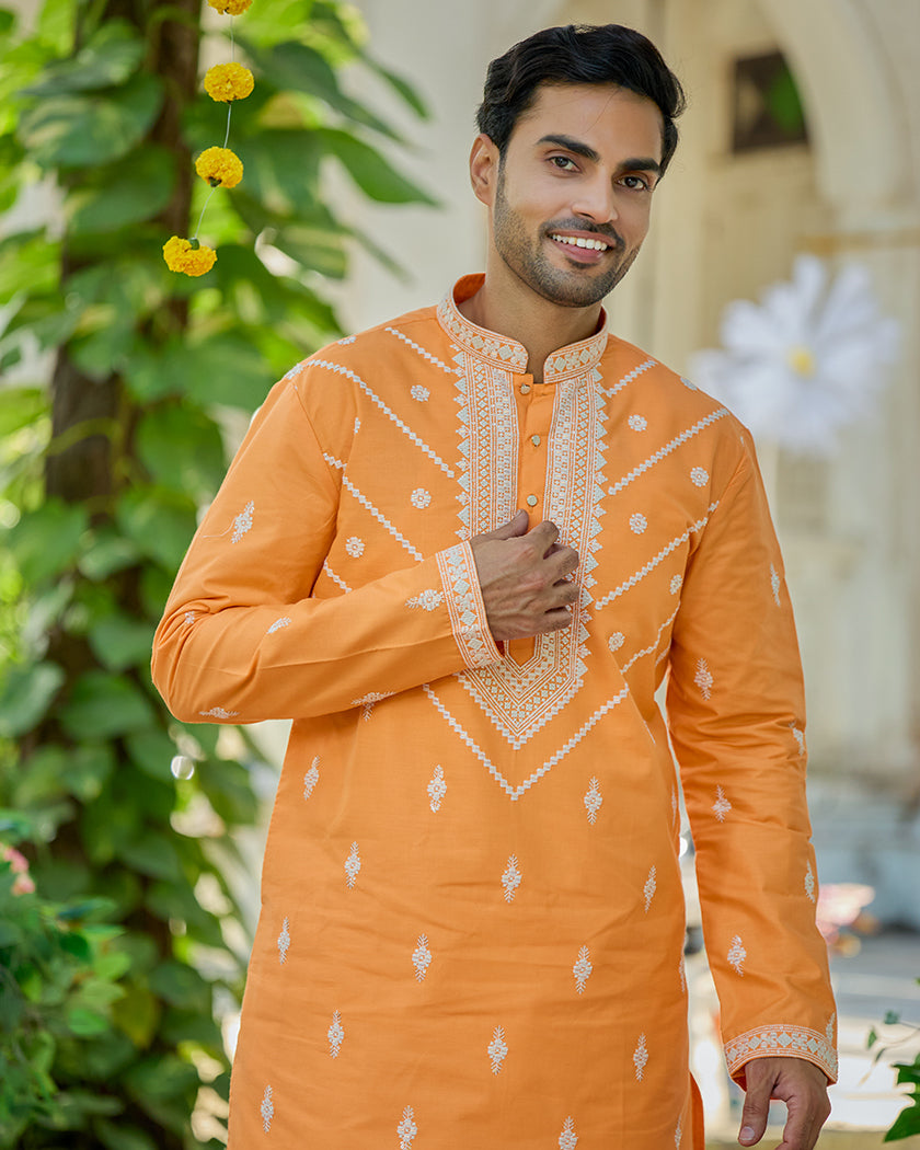 Amber Glow Embroidered Kurta