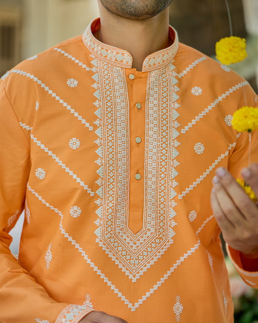 Amber Glow Embroidered Kurta