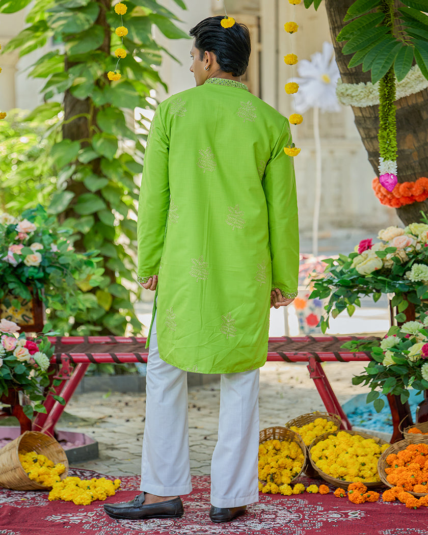 Lime Elan Embroidered Kurta