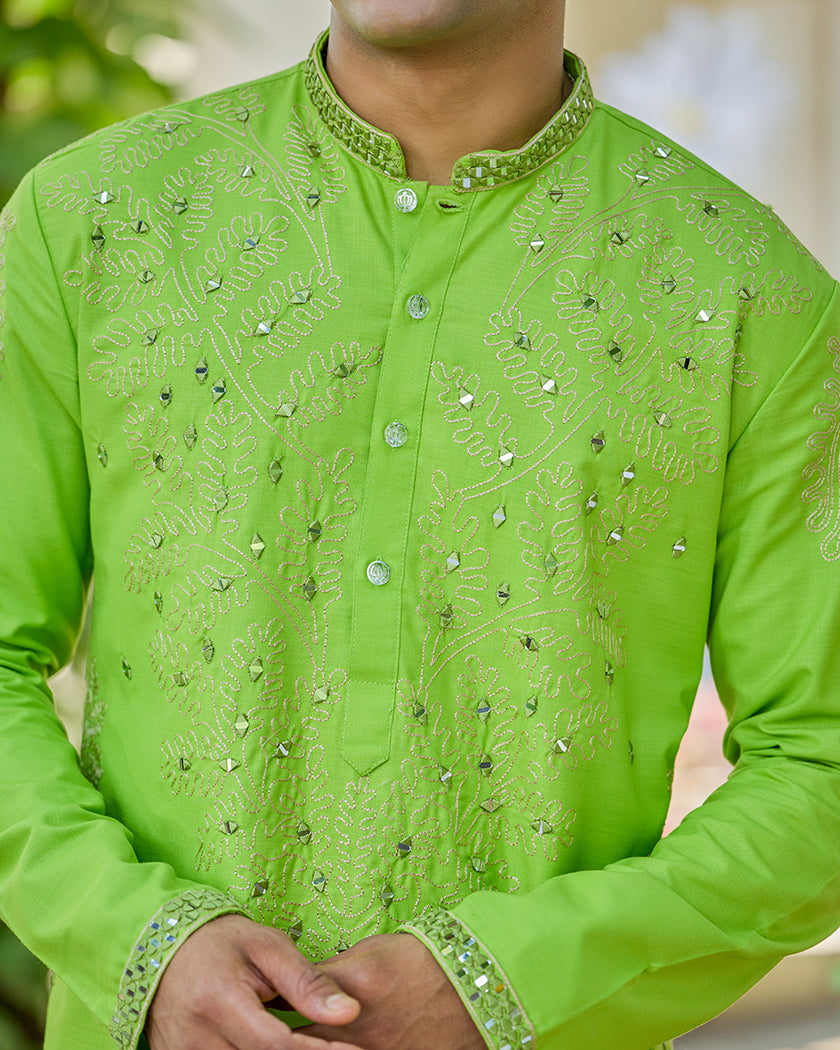 Lime Elan Embroidered Kurta