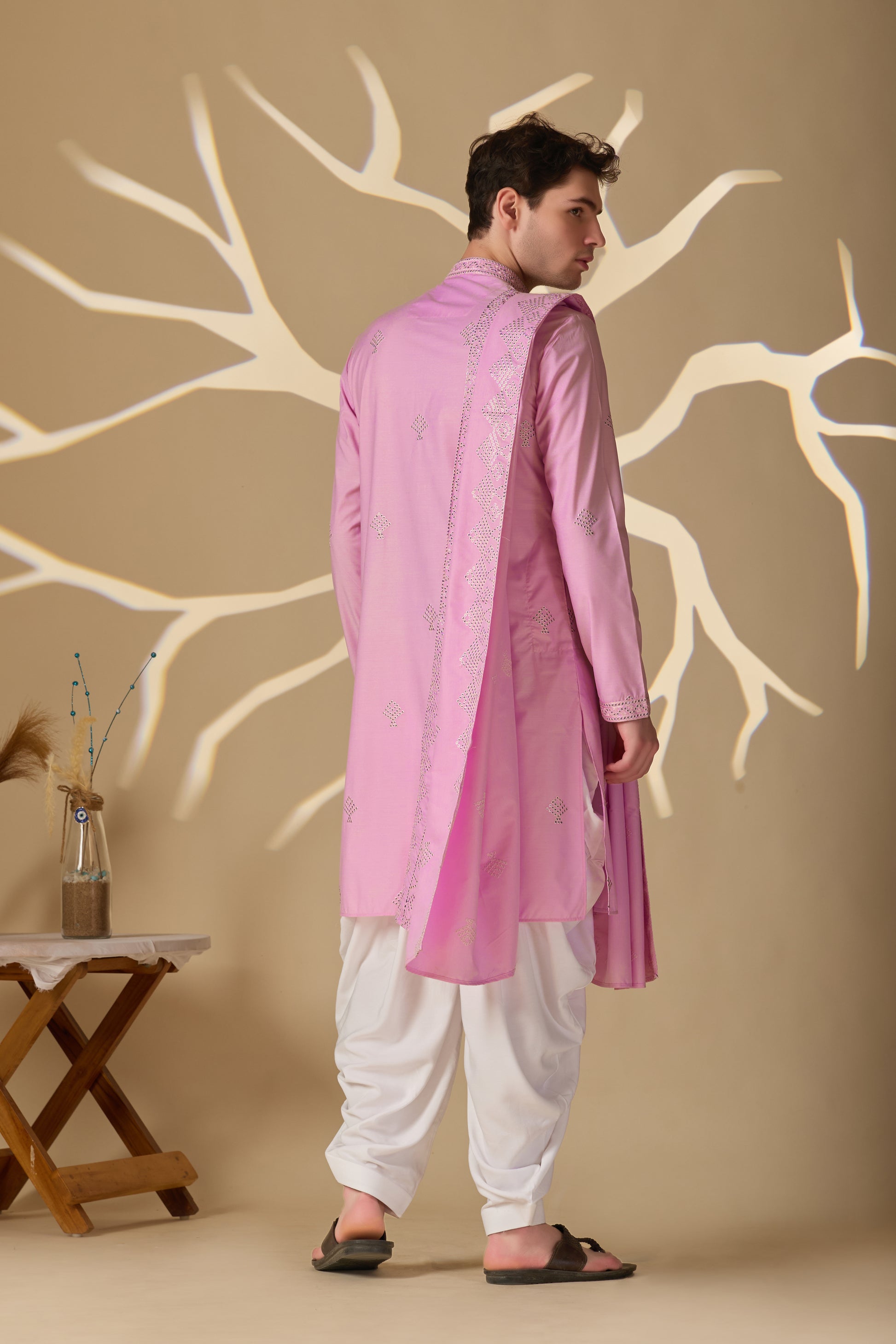 Pink Embroidered Kurta+Dupatta And Patiala Pant Set